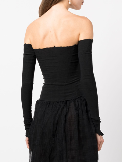 Shop Marc Le Bihan Women Stretchy Bustier Top With Sleeve In Black