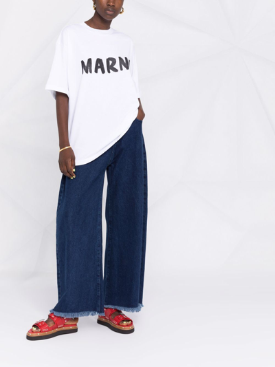 Shop Marni Women Logo T-shirt In Low01 White