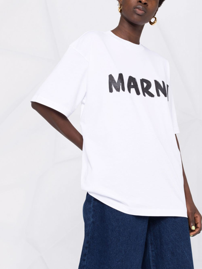 Shop Marni Women Logo T-shirt In Low01 White