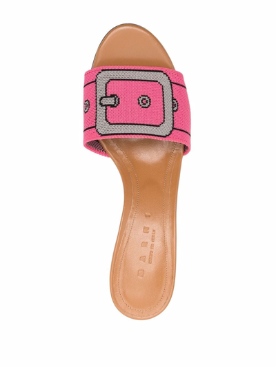 Shop Marni Women Low Heel Sandal In Zo134 Fuchsia Fluo/ice