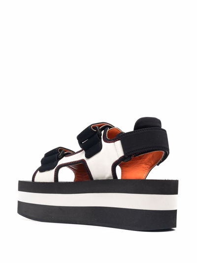 Shop Marni Women Velcro Wedge Sandals In Zl443 Off White/black