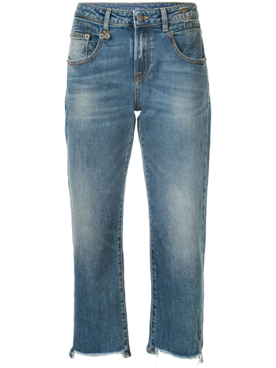 Shop R13 Women Boy Straight Jeans W Rips In 47g Jasper Stretch