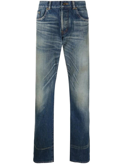 Shop Saint Laurent Men Slim Fit Jeans In Blue