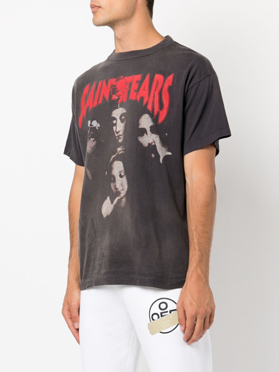 Saint Michael X Denim Tears Faces T-shirt In Black ModeSens