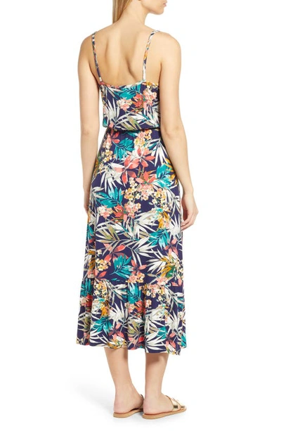 Loveappella Tie Front Maxi Sundress In Navy Coral