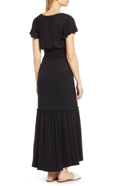 Shop Loveappella Smock Waist Knit Maxi Dress In Black