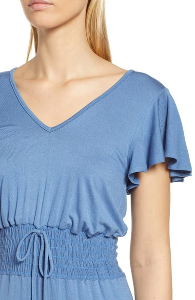 Loveappella Smock Waist Knit Maxi Dress In Denim