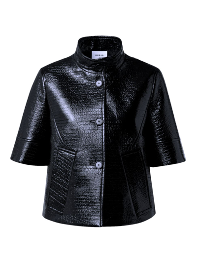 Shop Akris Punto Women's Vegan Patent Leather Short Jacket In Black