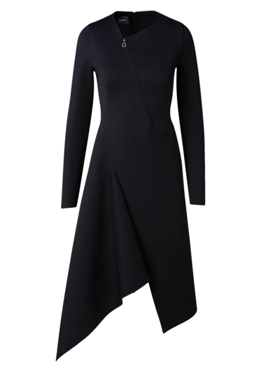 Shop Akris Women's Asymmetric Zip Midi-dress In Black