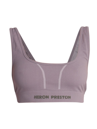 Shop Heron Preston Women's Logo Sports Bra In Grey White