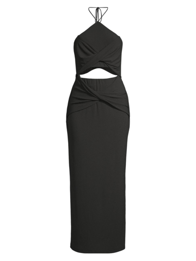 Shop Significant Other Women's Hallie Cut-out Rib-knit Halter Maxi Dress In Black