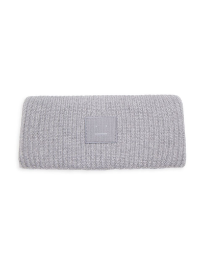 Shop Acne Studios Women's Rib-knit Wool-blend Headband In Grey Melange