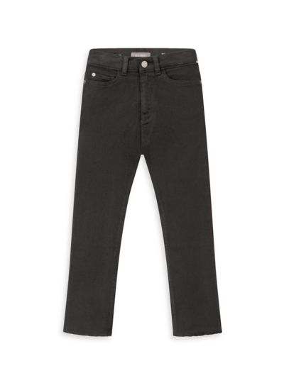 Shop Dl Premium Denim Little Girl's Emie Stretch Straight-leg Jeans In Black Peached Raw Ultimate