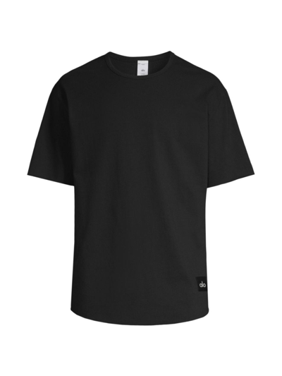 Shop Alo Yoga Men's Society Crewneck T-shirt In Black