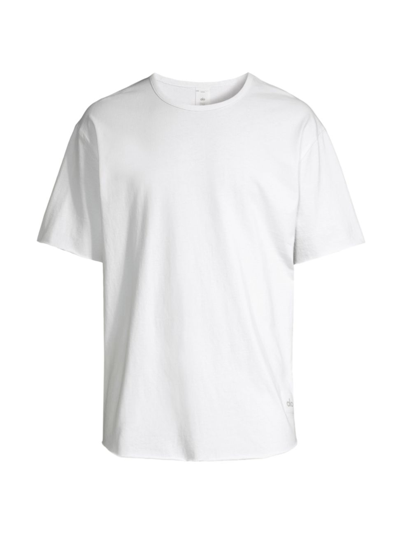 Shop Alo Yoga Men's Society Crewneck T-shirt In White