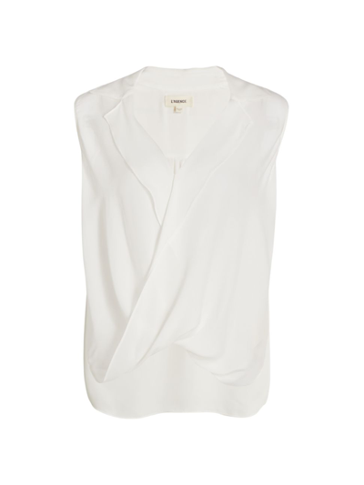 Shop L Agence Women's Freja Draped Silk Blouse In White