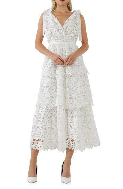 Shop Endless Rose Floral Lace Tiered Dress In White