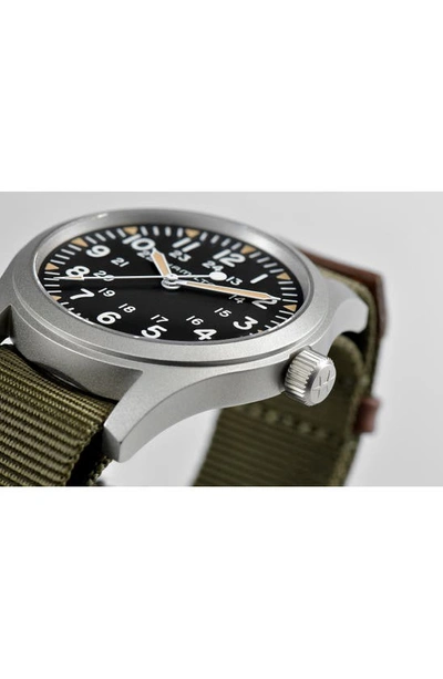 Shop Hamilton Khaki Field Mechanical Nato Strap Watch, 42mm In Green/khaki