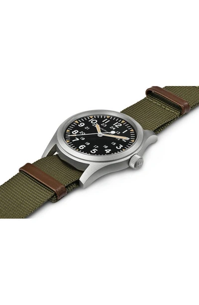 Shop Hamilton Khaki Field Mechanical Nato Strap Watch, 42mm In Green/khaki