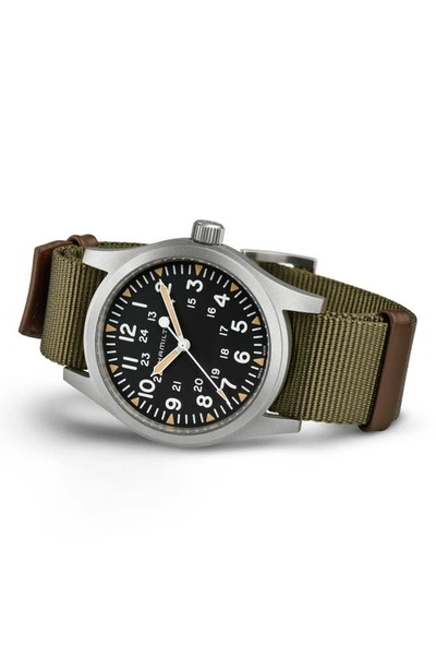 Shop Hamilton Khaki Field Mechanical Nato Strap Watch, 42mm In Green/khaki