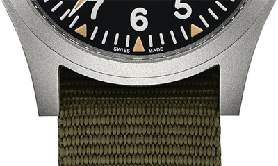 Shop Hamilton Khaki Field Mechanical Nato Strap Watch, 42mm In Green/khaki