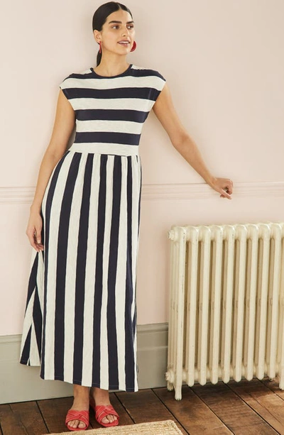 Shop Boden Easy Cotton Midi Dress In Navy And Ivory Stripe