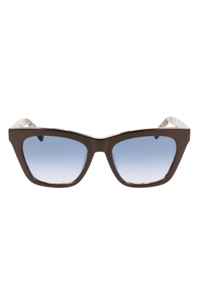 Shop Longchamp Le Pliage 54mm Modified Rectangular Sunglasses In Brown/ Milky Havana