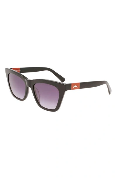 Shop Longchamp Le Pliage 54mm Modified Rectangular Sunglasses In Black