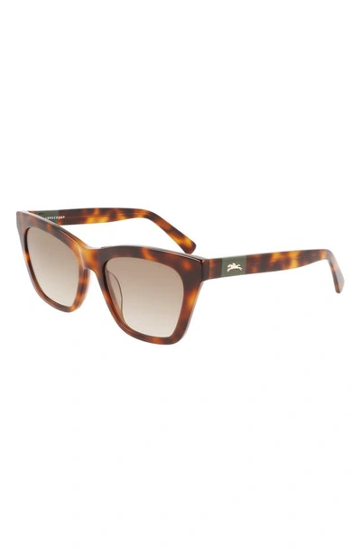Longchamp Le Pliage 54mm Modified Rectangular Sunglasses In Havana