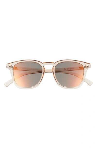 Shop Le Specs No Biggie 49mm Mirrored Small Round Sunglasses In Sugar Syrup