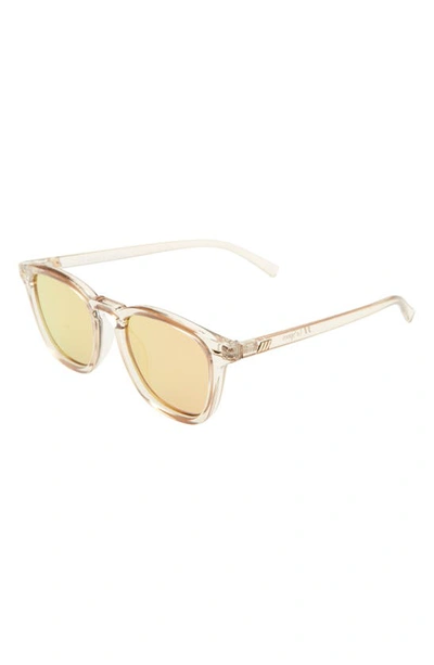 Shop Le Specs No Biggie 49mm Mirrored Small Round Sunglasses In Sugar Syrup