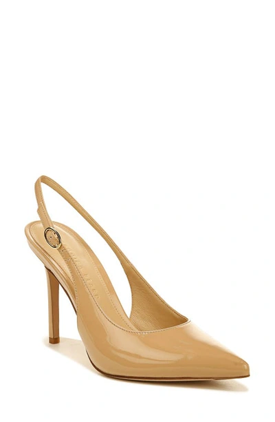 Shop Veronica Beard Lisa Slingback Pointed Toe Pump In Sand Patent Leather