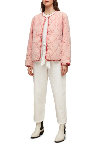Allsaints Reign Onion Quilted Jacket In Pink