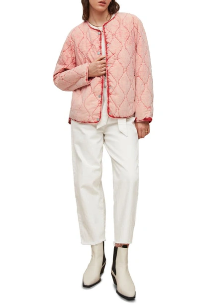 Allsaints Reign Onion Quilted Jacket In Pink