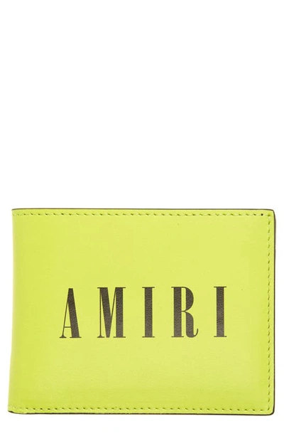 Shop Amiri Logo Leather Bifold Wallet In Neon