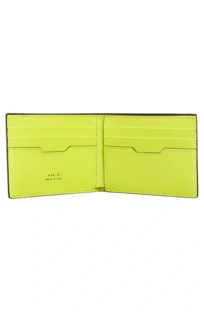 Shop Amiri Logo Leather Bifold Wallet In Neon