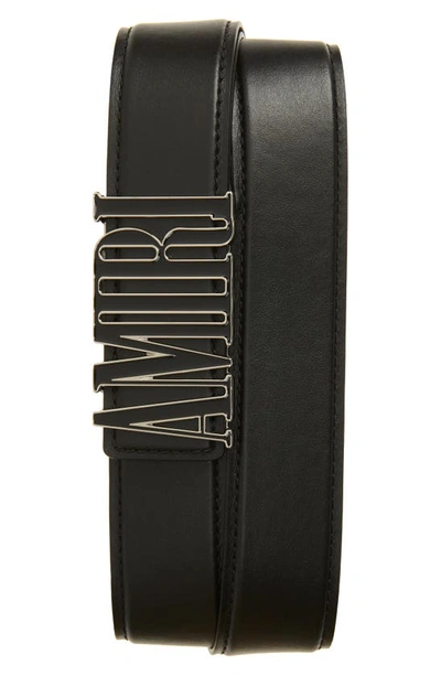 Shop Amiri Logo Leather Belt In Black