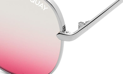 Shop Quay High Key 62mm Oversize Aviator Sunglasses In Silver / Silver Pink