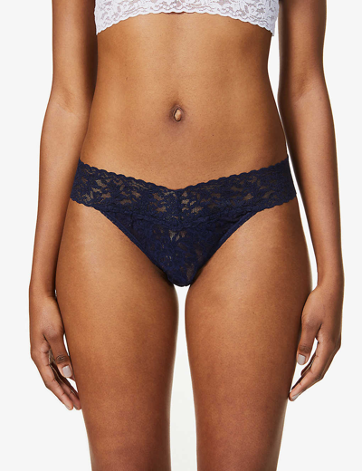 Shop Hanky Panky Women's Navy Hp Sig Lace Orig Thong