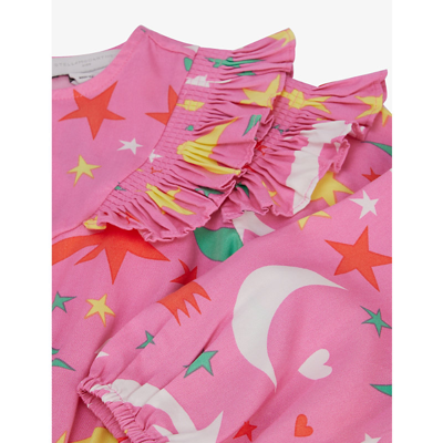 Shop Stella Mccartney Shooting-star Print Woven Dress 4-14 Years In Pink