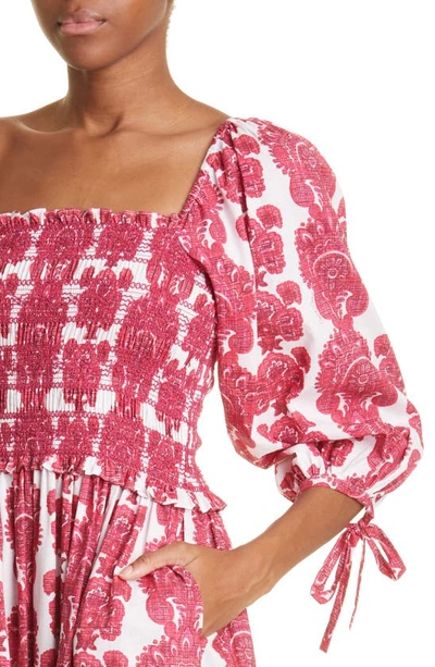 Shop Cara Cara Jazzy Botanical Print Cotton Voile Dress In Paisley Stripe Berry