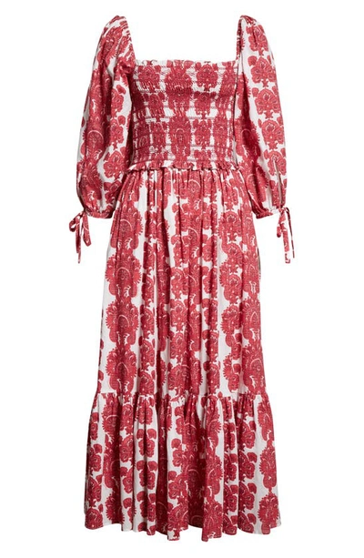 Shop Cara Cara Jazzy Botanical Print Cotton Voile Dress In Paisley Stripe Berry