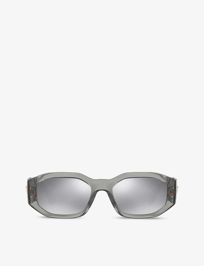 Shop Versace Women's Grey Ve4361 Rectangle Frame Acetate Sunglasses
