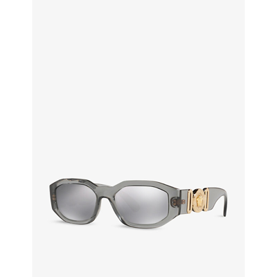 Shop Versace Women's Grey Ve4361 Rectangle Frame Acetate Sunglasses