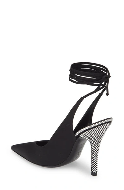 Shop Attico Ankle Tie Pointed Toe Slingback Pump In Silver/ Black