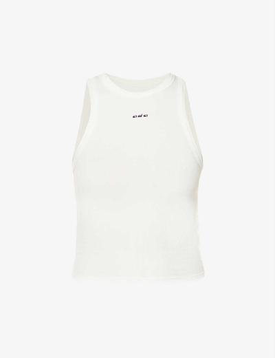 Shop Adanola Women's White Logo-embroidered Ribbed Stretch-cotton-jersey Vest Top