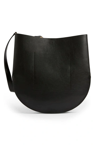 Shop Allsaints Beaumont Leather Hobo Bag In Black