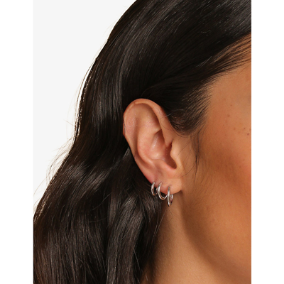Astrid & Miyu Essential Recycled Sterling-silver 925 Single Hoop Earring In Silver