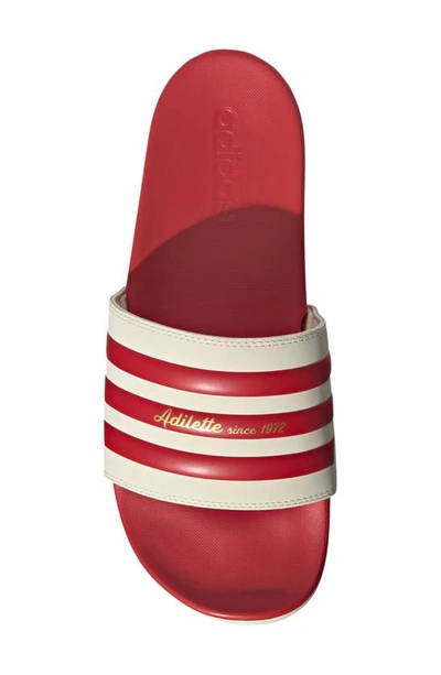 Shop Adidas Originals Adilette Comfort Slide Sandal In Wonder White/ Red/ Gold