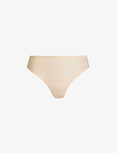 Shop Skims Women's Sand Fits Everybody Mid-rise Stretch-jersey Briefs